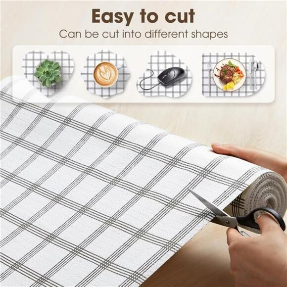 White Stripe Shelf Liner 12x10ft Non Slip Waterproof Cabinet Drawer Liner Washab - Picture 4 of 7